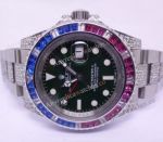 Swiss Grade Replica Rolex GMT Master II Black Dial Blue & Red Squre Diamond Watch